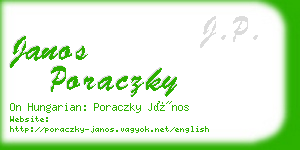 janos poraczky business card